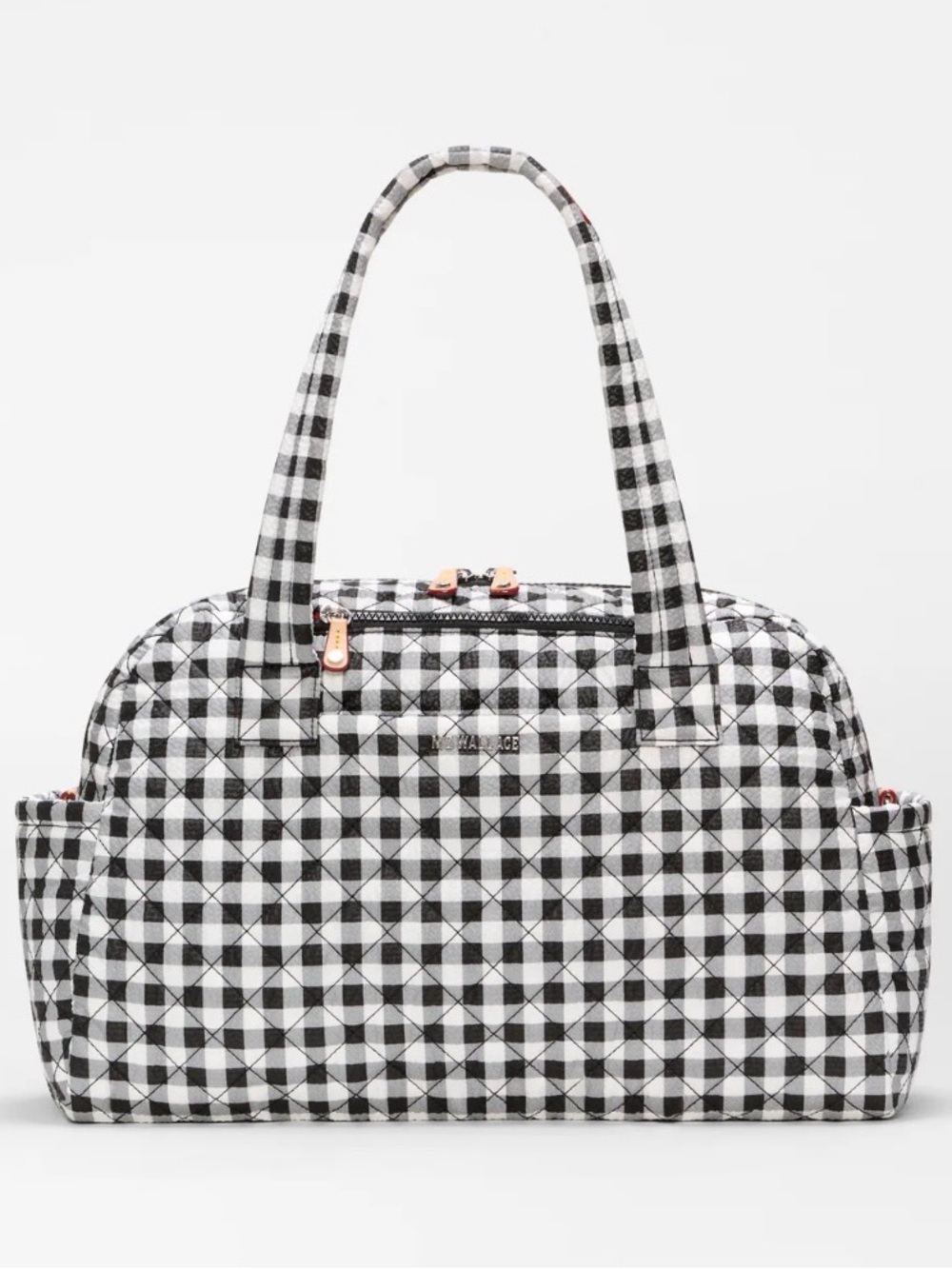 NWT MZ Wallace Gingham Black & White Jimmy Deluxe Duffel